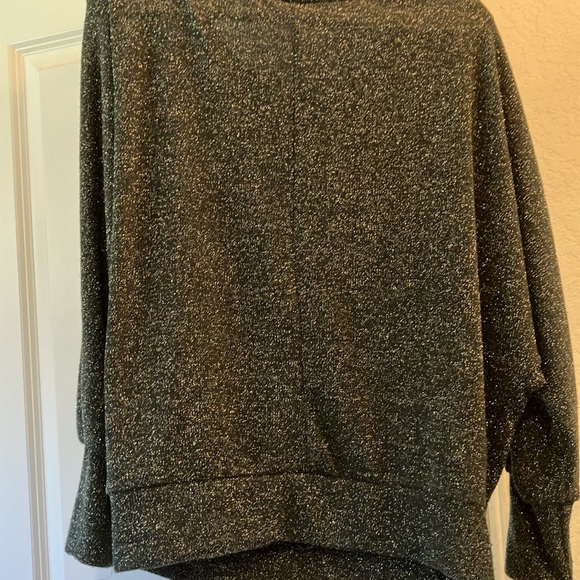 Sparkly Dark Green Oversized Sweater Blouse XS - Picture 2 of 2